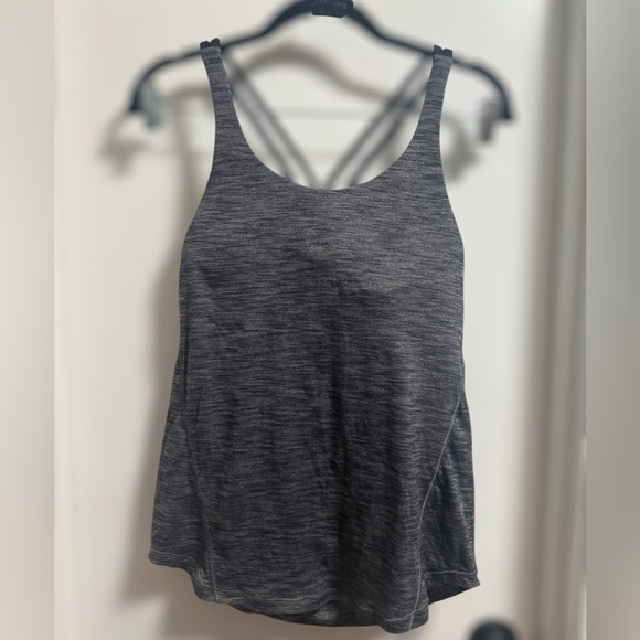 Lululemon Power Y Tank with Built-In Bra Gray Strappy Back Size 4 - Picture 1 of 5